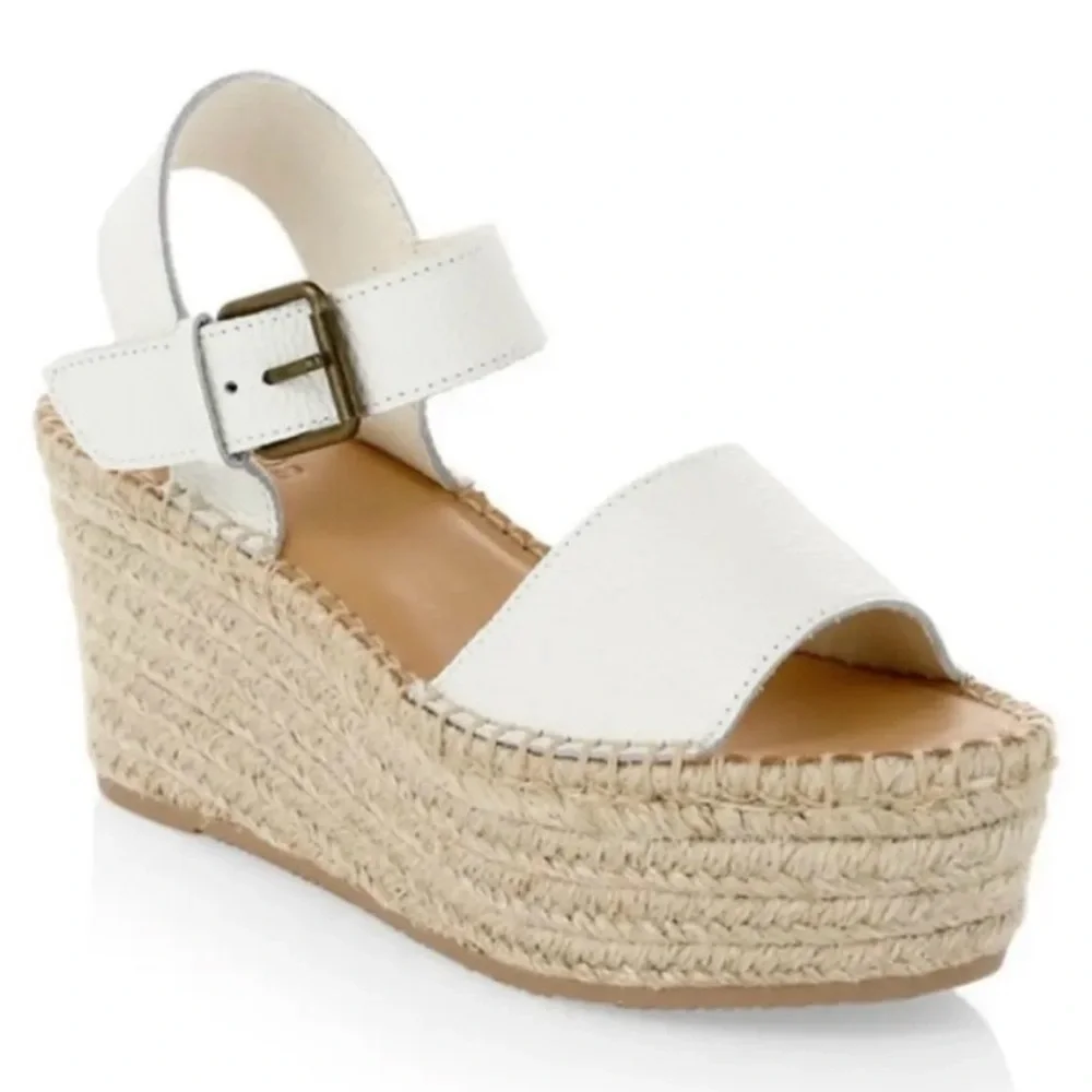 Soludos White Espadrille Wedge Sandals